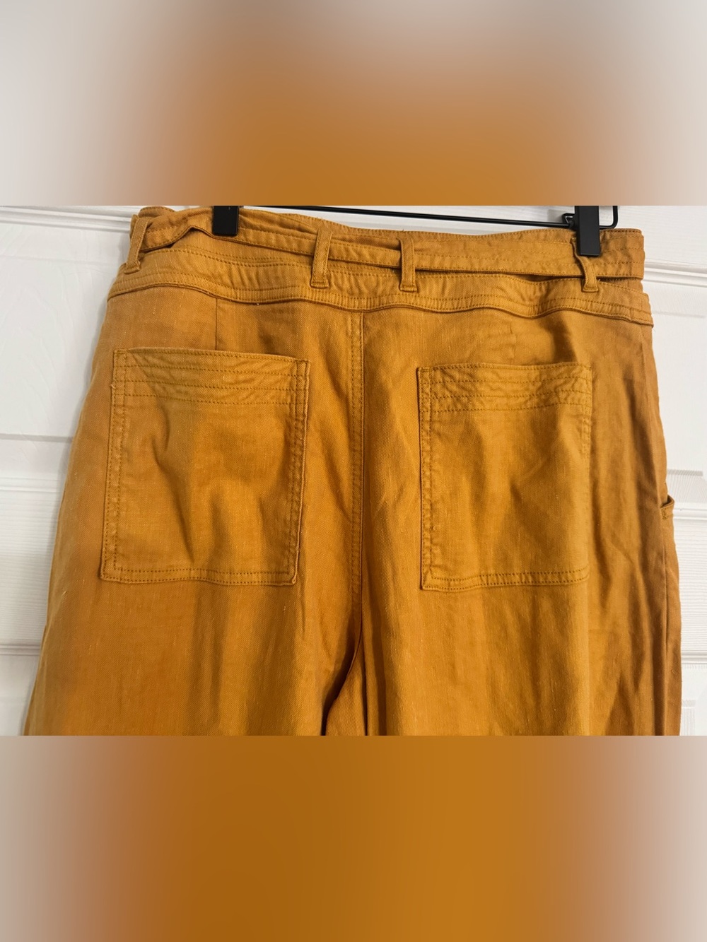 NWT Anthropologie Wide Leg Linen Blend Paperbag Pants Size 8 Ochre - Picture 6 of 9